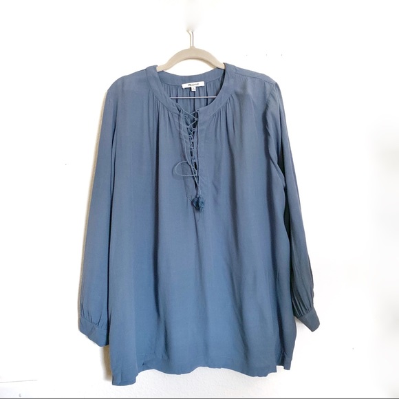 MADEWELL | Lace up Tassel Peasant Top Long Sleeve - Picture 3 of 6